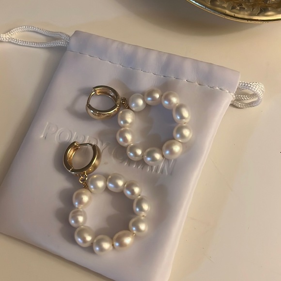 Pearl Hoop Earrings - Picture 1 of 9